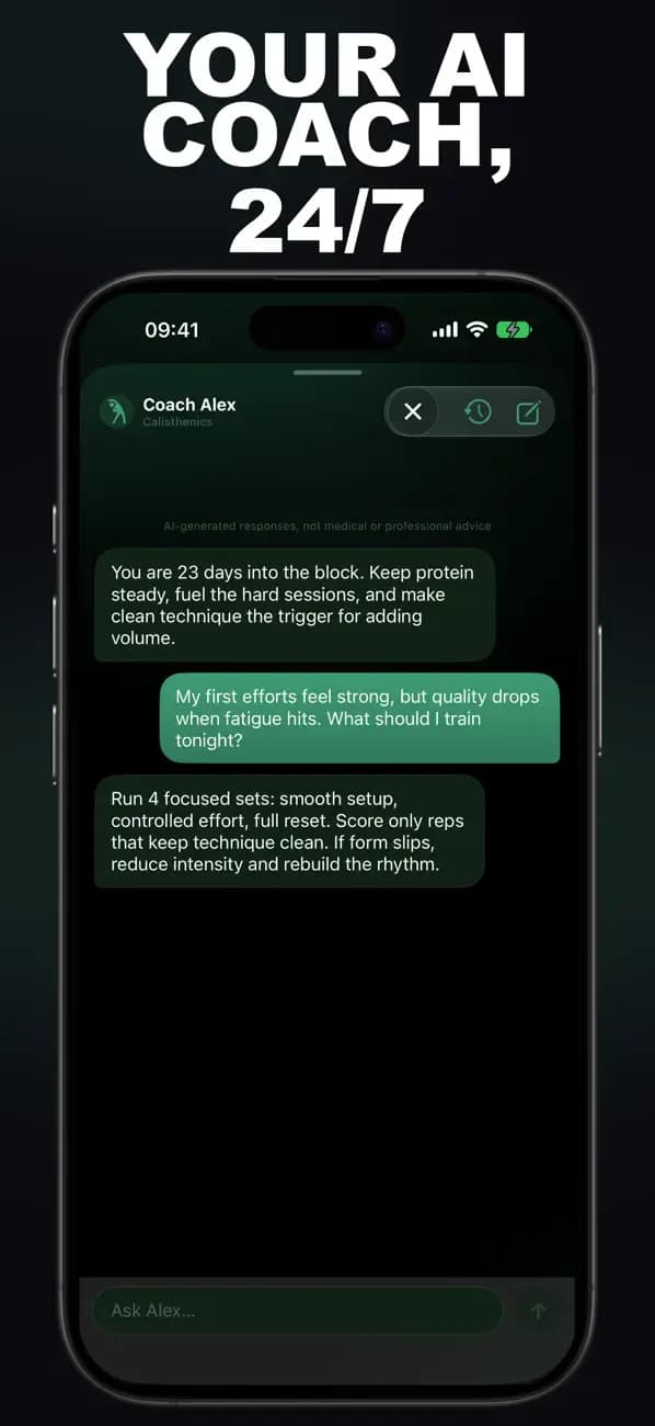 Calisthenics AI chat with Coach Alex about your planche lean.