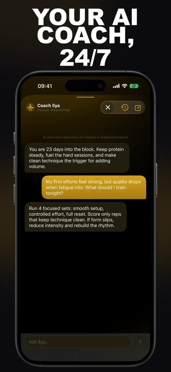 Olympic Weightlifting AI chat with Coach Ilya about your turnover under the bar.