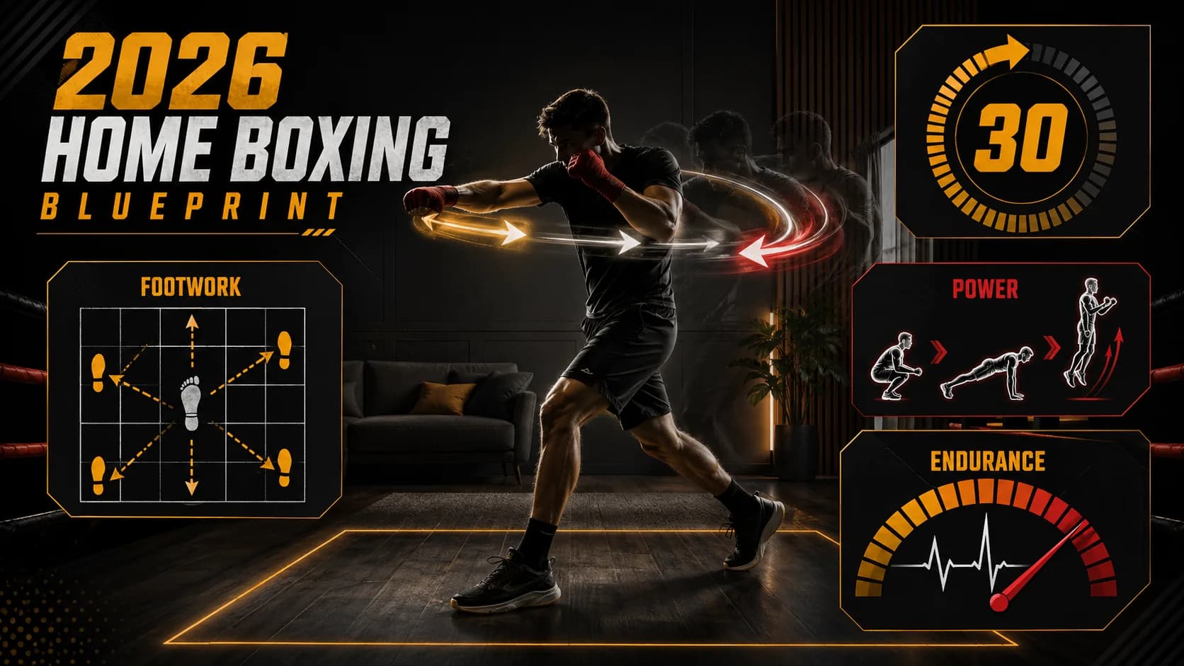 Тренировка бокса дома без оборудования: 30-дневный план, который действительно готовит бойца (2026)