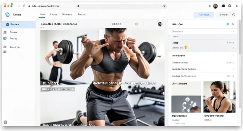 A person looking frustrated at a phone screen showing a disorganized collection of workout videos