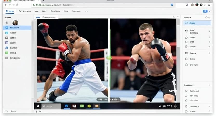 A person using a tablet showing a side-by-side video analysis of their punching technique