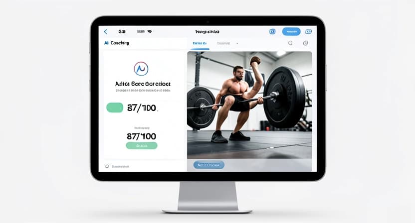 A smartphone screen showing the Titans Grip AI Coach interface with a workout analysis and technique score