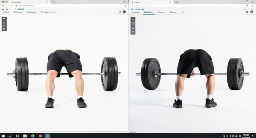 A side-by-side comparison of correct vs. incorrect sumo deadlift setup, highlighting back rounding and knee position.