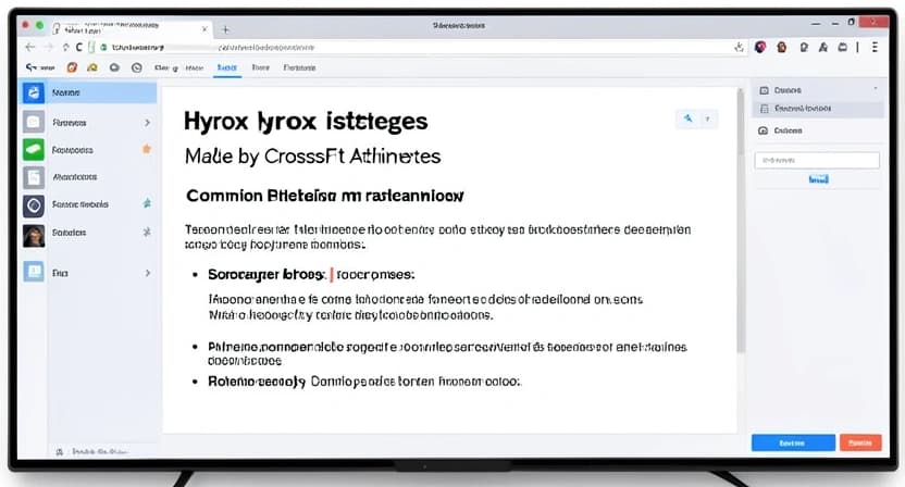 A coach's whiteboard showing a breakdown of common Hyrox mistakes made by CrossFit athletes, like "starting the sled too fast" or "neglecting zone 2 running."