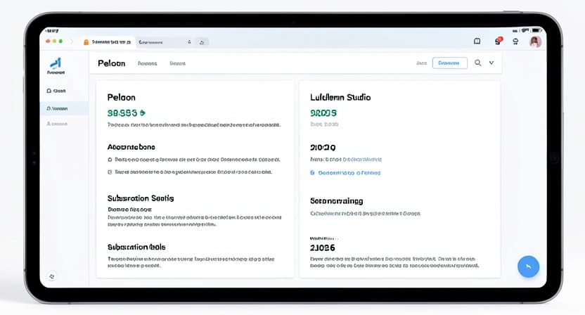 A detailed comparison table screenshot showing features, pricing, and hardware for Peloton and Lululemon Studio.