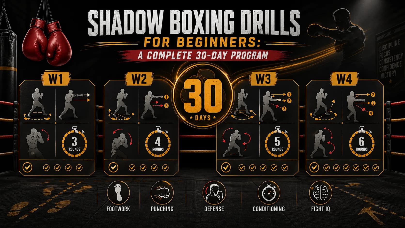 Упражнения по бою с тенью для начинающих: Полная 30-дневная программа