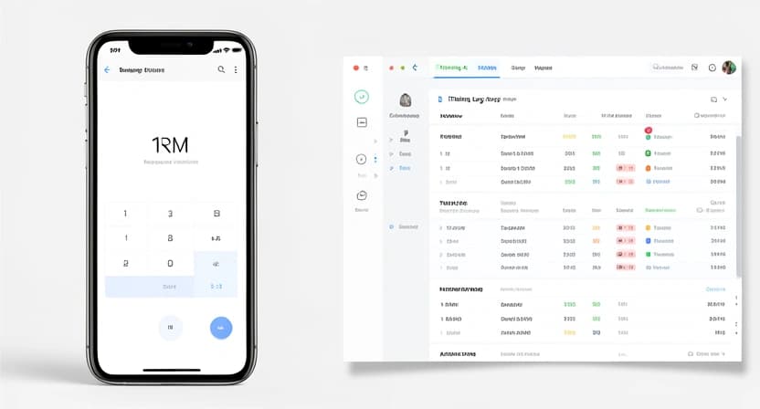 A side-by-side comparison showing a simple web-based 1RM calculator on a phone versus a complex AI training log dashboard.