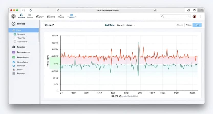 A heart rate zone chart showing Zone 2 highlighted between 60-70% of max heart rate