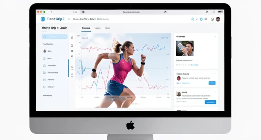 An athlete using the Titans Grip AI coach app on a phone showing heart rate data during a run