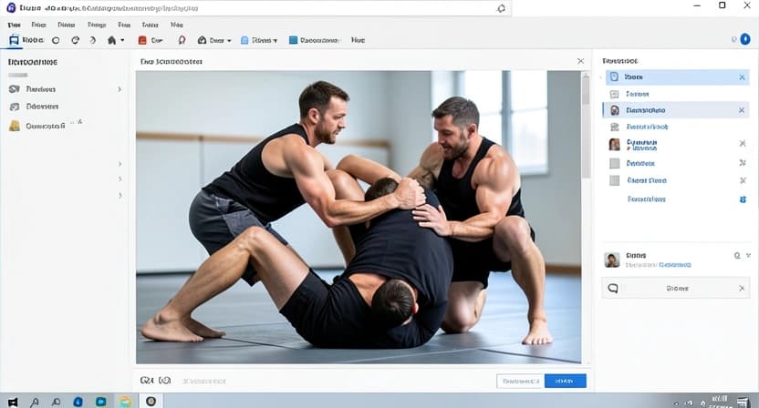 A coach's-eye view of two athletes scrambling, one transitioning from a failed single-leg attempt to a deep half guard sweep.