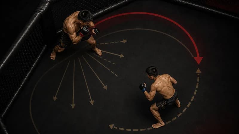 Kape vs Horiguchi: Flyweight Blitz Footwork Analysis cage map